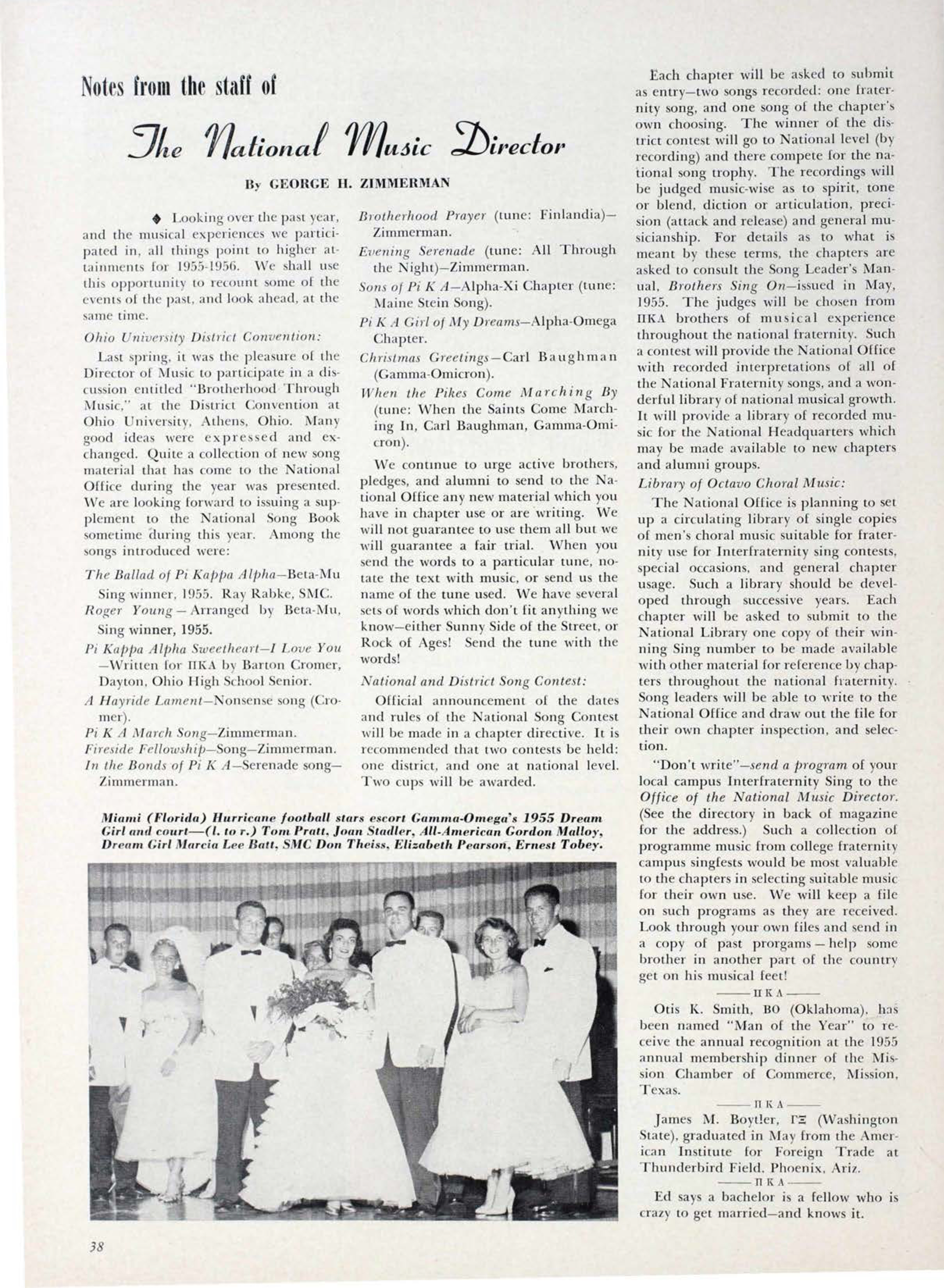 Notes From The Staff Of The National Music Director